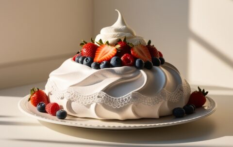 Leonardo_Phoenix_09_A_beautifully_presented_pavlova_dessert_on_1