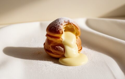 Leonardo_Phoenix_09_A_delicate_goldenbrown_profiterole_sits_at_1